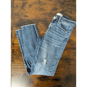 VERVET High Rise Skinny Ankle Jeans Women's 27 Denim Fray Raw Hem Distressed